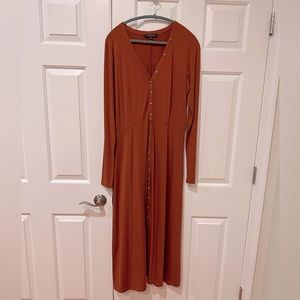 Long Tall Sally Button Front Burnt Orange Knit Dress Size 12 US